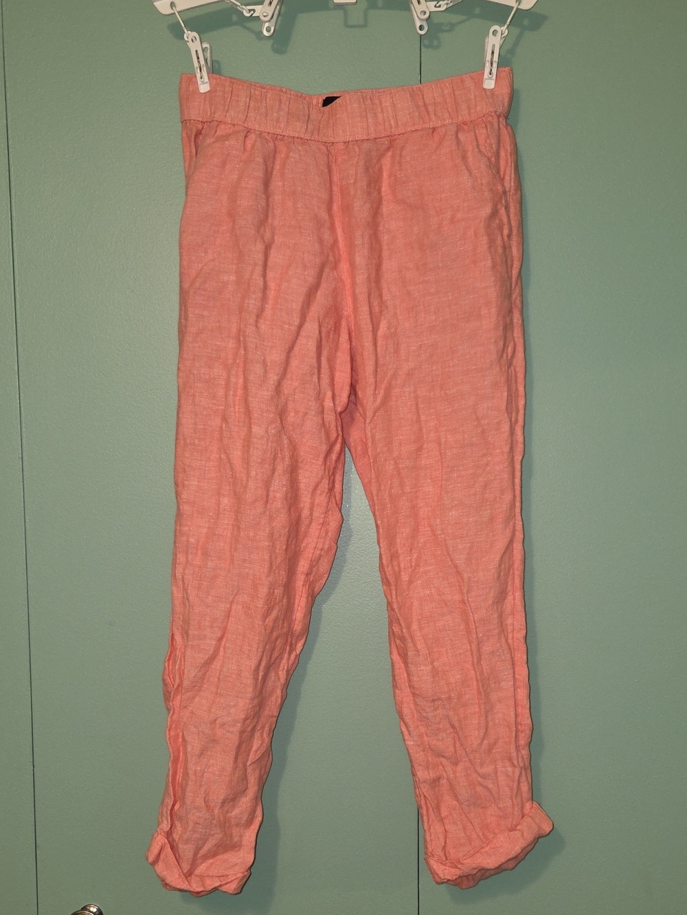 Rachel Roy 100% Linen Coral Pull On Crop Ankle Pant Size Small